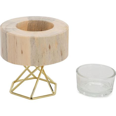 Porte-bougie en Bois avec Support Métallique et Coupe - Kit de Présentation Décoratif (1/5)
