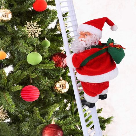 Poupée Père Noël Électrique, Escalade et Chant pour Décoration de Noël Intérieure et Extérieure (1/4)