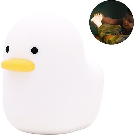 Veilleuse LED Canard, veilleuse canard mignonne en silicone pour chambre d'enfant, lampe de table rechargeable avec fonction tactile (1/3)