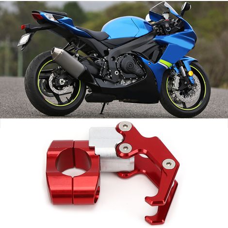 Crochet universel pour casque de moto, 22 mm (0,9 po), pour guidon, en alliage d'aluminium, support pour sac à bagages, rouge. (1/4)