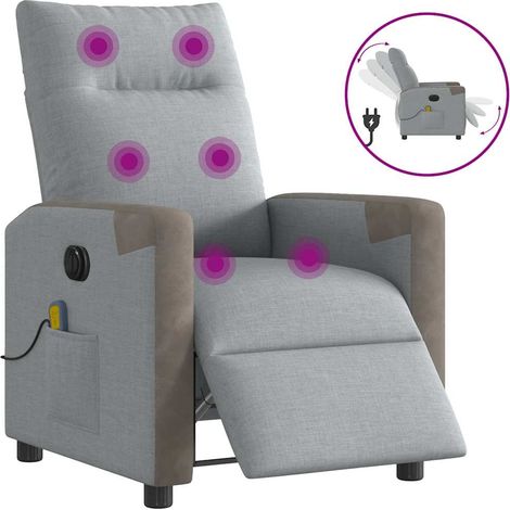 Massagesessel Elektrisch Hellgrau Stoff