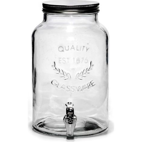 Dispenser in Vetro Trasparente da 5,5 Litri con Rubinetto per Tutti i Liquidi bevande coktail liquori