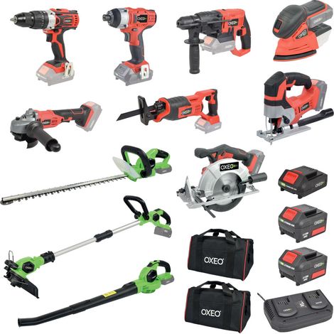 Pack outils sans fil - 11 outils - 18V - EASY FULL - 2 batteries 4Ah - 1 batterie 2Ah - chargeur double - 2 sacs de transport (1/5)
