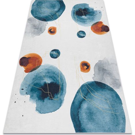 Alfombra lavable ANDRE 1112 Abstracción antideslizante - blanco / azul multicolour 160x220 cm