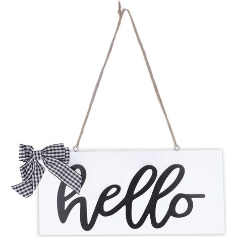 Panneau En Bois Hello Avec Corde - Décoration Murale Pour Boutique Et Maison - Accessoire D Entrée Résistant - 1 Pièce (1/5)