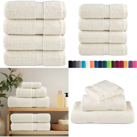 Serviettes de toilette premium SOLUND 4 pièces Crème 30 x 30 cm 600 g/m² - Serviettes de bain - Serviettes en coton (1/5)