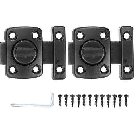 2 Pcs Loquet Tournant, 1.6" Sécurité Double Face En Alliage De Zinc Avec Vis Pour Meuble De Salle De Bain Fenêtre, Noir (1/4)