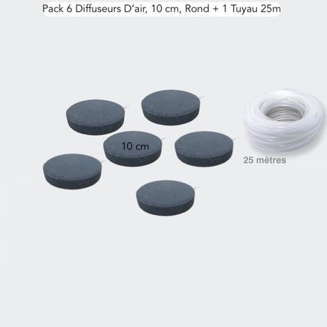 Lot De 6 Diffuseurs D'Air, Rond 10 cm + 1 Tuyau 25 m, Bassin, Étang (1/5)