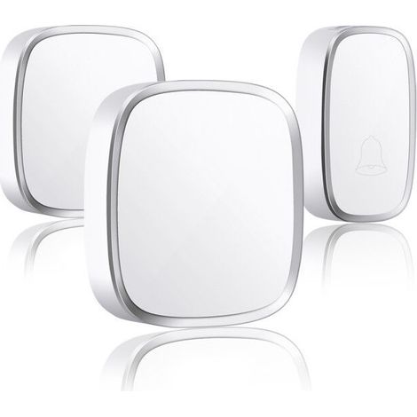 Sonnette sans fil, sonnette extérieure sans fil étanche portée 300 m, kit sonnette avec LED et 36 mélodies à 4 niveaux de volume, pour la maison, le bureau, l'hôtel - 1 émetteur et 2 récepteurs (1/5)