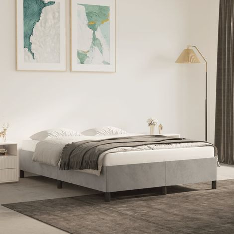vidaXL Estructura de cama de terciopelo gris claro 140x200 cm