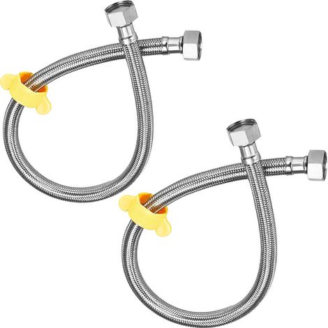 Deux flexibles tressés haute pression en acier inoxydable 304, quatre raccords, conception à double extrémité, flexible de robinet, flexible métallique de 80 cm (1/5)