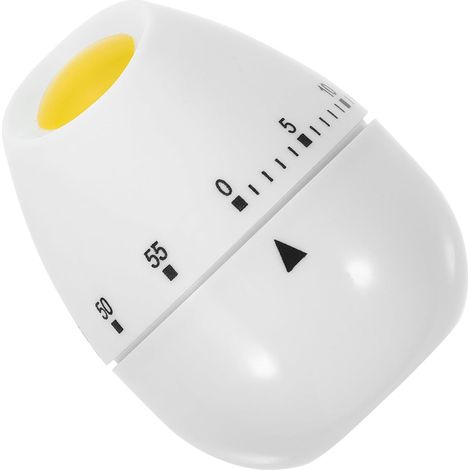 Minuteur Mécanique Cuisine Forme Œuf Blanc, Minuterie Manuelle sans Piles, Résistant la Saleté, Cuisine et Jeux, Design Simple et Adorable (1/5)