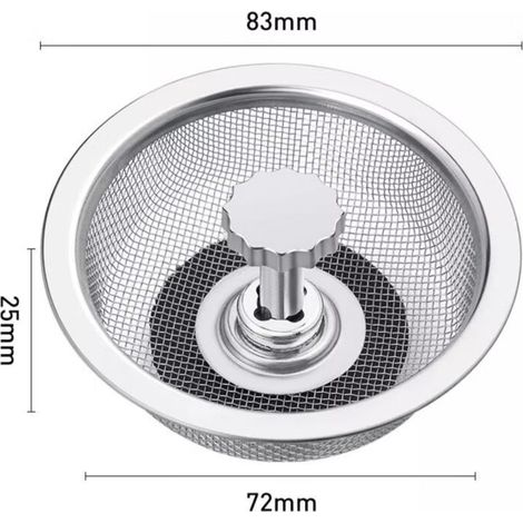 2 Pièces Filtre à évier en Acier Inoxydable Crépine Panier INOX Tamis D'évier Douche De Vidange Cuisine pour Le Bouchon Caoutchouc Réglable Hauteur (1/4)