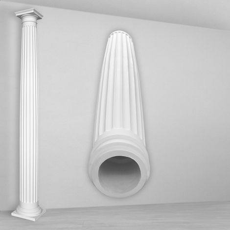 Säulen und Halbsäulen rund kanneliert Stuck Auswahl 203mm N3120: Rund, Schaft
