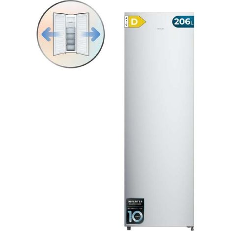 Cecotec bolero coolmarket uf 206 dual white e - congelador vertical con funcion congelador/frigorífico dual function 206l, no frost, cajones xl (24 cm), puerta reversible, luz led. (1/5)
