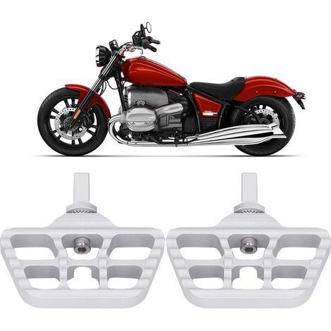 Paar vordere Fußrasten für BMW R18 2020-2022+ Motorrad (verbreiterte und verstellbare Version) silber (1/5)