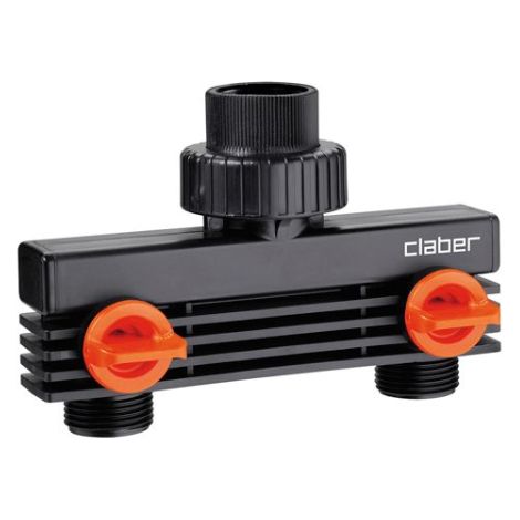 Claber – Raccord rapide 2 voies 3/4' – Sortie mâle pour programmateurs électroniques – Réglage indépendant de l'eau – Installation vissée (1/3)