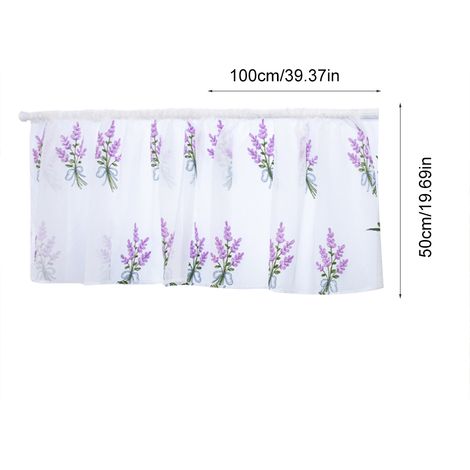 Halbhoher Vorhang für Küche und Kleiderschrank, Polyester mit Stickmuster – Lila – 100 x 50 cm (1/5)