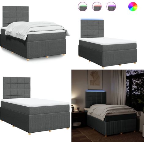 vidaXL Boxspringbett mit Matratze Dunkelgrau 120x200 cm Stoff (1/5)