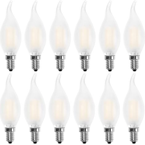 E14 LED-Flammenbirne, Kerzenform, Warmweiß 2700 K, 4 W (entspricht 40 W Glühlampe), 400 lm, 12er-Pack
