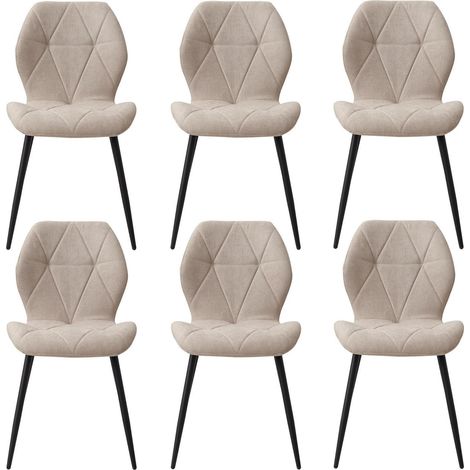 6er-Set Esszimmerstühle aus Leinen, gepolstert, beige (1/5)