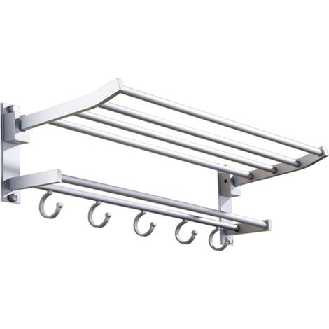 Porte-Serviettes Pliable Double Couche, en Aluminium Spatial Crochets (1/5)