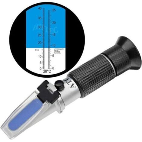 Winemaker's refractometer 0-25% alcohol – Brix measuring range 0-40% – Temperature compensation – High-clarity optical glass (1/5)