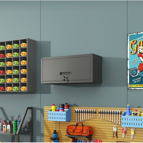 Armario mural de metal con cierre, negro, 75 x 34,5 x 30 cm DESVIAE (1/5)