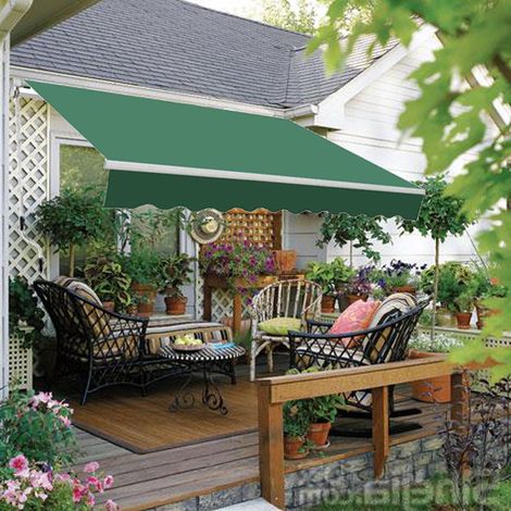 Greenbay 2 x 1.5m Manual Awning Garden Patio Canopy Sun Shade Shelter Retractable Green (1/5)