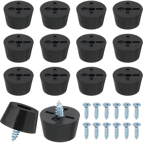 PATIKIL 14 Pcs Pieds en Caoutchouc, 15x12x8mm Pieds de Planche à Découper Antidérapants 3mm Pieds à Visser Ronds Noirs pour Meubles Électroniques, Chaises, Armoires, Canapés (1/5)