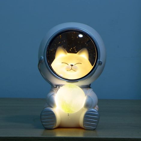 Veilleuse LED Astronaute - Veilleuse Décorative Lune Chat Espace - Pour Chambre Enfant Bureau Salon - 1 Pièce (1/5)