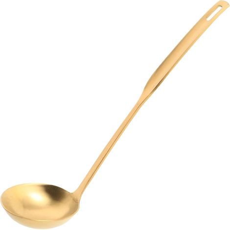 1 Louche Acier Inoxydable, Finition Dorée, 25,5 cm, Pour Soupes et Bouillons (1/5)