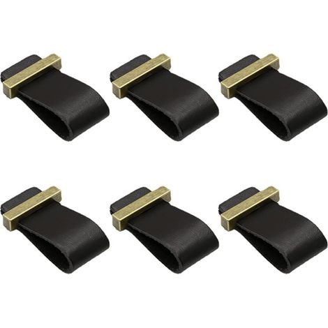 Sollbry 6 Pièces Poignée en Cuir pour Meuble, Poignées de Placard Boutons de Porte de Tiroir en Cuir Commode Armoire Bouton Poignées, Poignée en Cuir pour Armoire, Cuisine et Porte Noir (1/5)