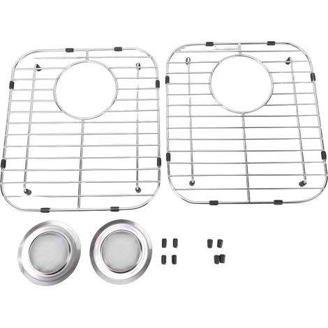 Grille de protection pour évier à une cuve, en acier inoxydable, avec 2 crépines. (1/5)