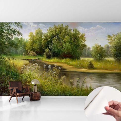 Papier peint autocollant adhésif avec imprimé motifs uniques apparence moderne Paysage rural 416x254 cm (1/5)