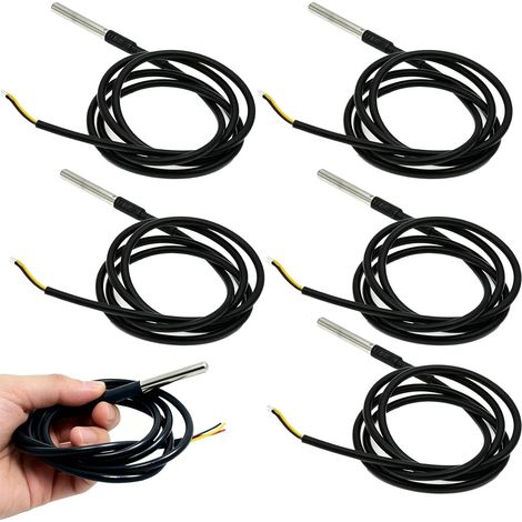 Sonde de température numérique avec sonde en acier inoxydable 304, câble de 1 mètre, 3 fils VCC/DATA/GND, étanche et résistant à l'usure, isolé contre les courts-circuits, mesure précise (1/5)