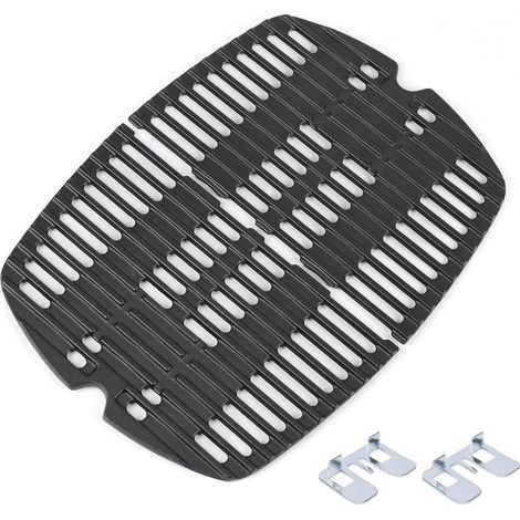 Grille de Cuisson en Fonte - Pièces de Rechange pour Weber Q100, Q120, Q1000, Q1200, Q1400, Série Baby Q Barbecue à Gaz, 32,3 x 21,6 cm, Lot de 2 (1/5)