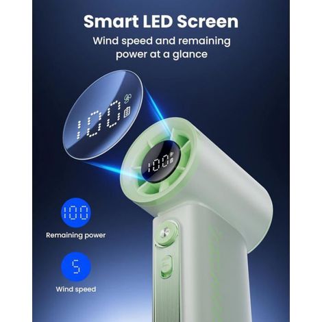 Ventilateur Portable - 19000 Tr Min - 100 Niveaux De Vitesse - Batterie 3600 M Ah - Autonomie Jusqu À 12 H - Vert (1/5)