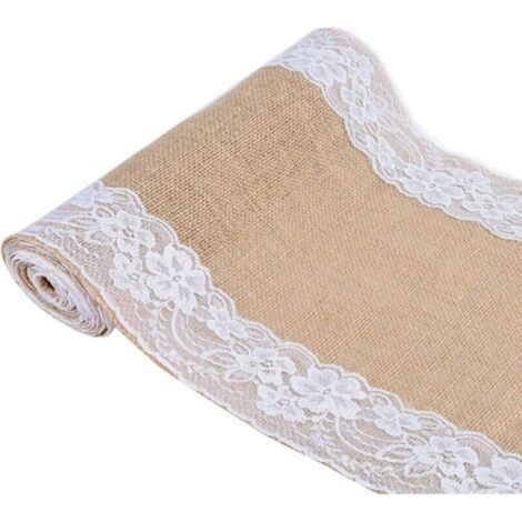 Burlap and Lace Table Runner for Wedding Festival Party Decorations 30 x 275CM (1/4)
