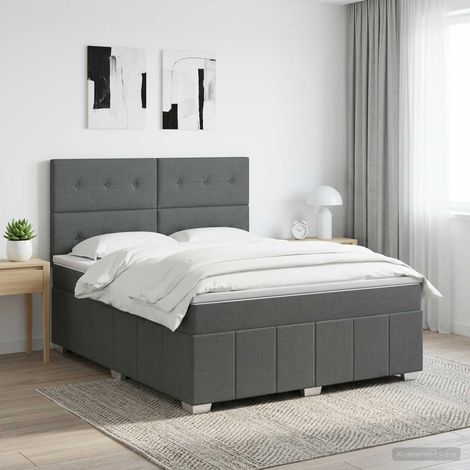 Lit boxspring avec matelas Gris foncé 140 x 190 cm Tissu (1/5)