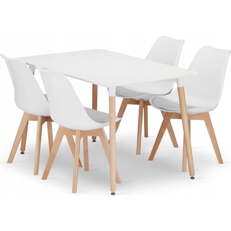 Tavolo Valora YURO 120x80 bianco con 4 sedie RIKX bianche (1/5)