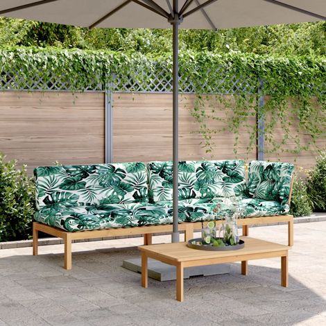 3-tlg. Garten-Sofagarnitur aus Paletten mit Kissen Akazienholz (1/5)