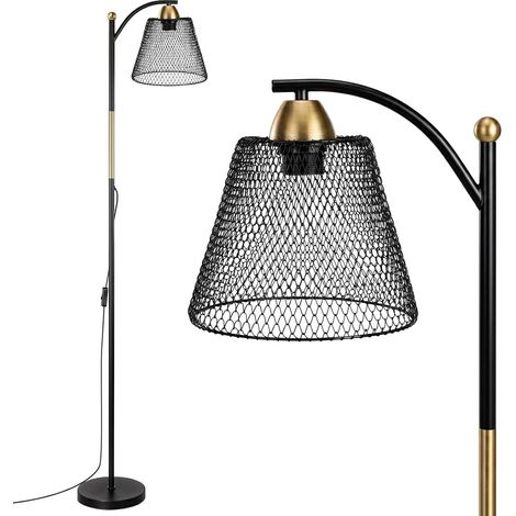 Lampadaire sur Pied Salon E27 Douilles 145CM 230V, Industriel Lampadaire LED 40W, Noir et or, pour un Bureau, Salon, une Chambre (sans Ampoules) (1/5)