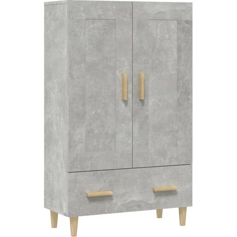 Buffet bahut commode armoire meuble de rangement organisateur cuisine salle de séjour salon haut 70 x 31 x 115 cm bois d'ingénierie gris