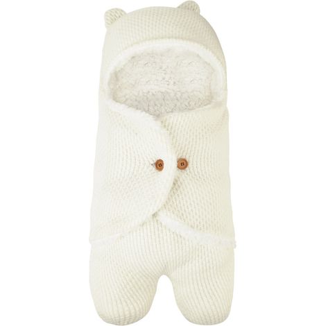 Neugeborenen-Schlafsack für Herbst- und Winterwanderungen, Anti-Strat-Babydecke, warmer Schlafsack für den Kinderwagen, weiß (1/4)