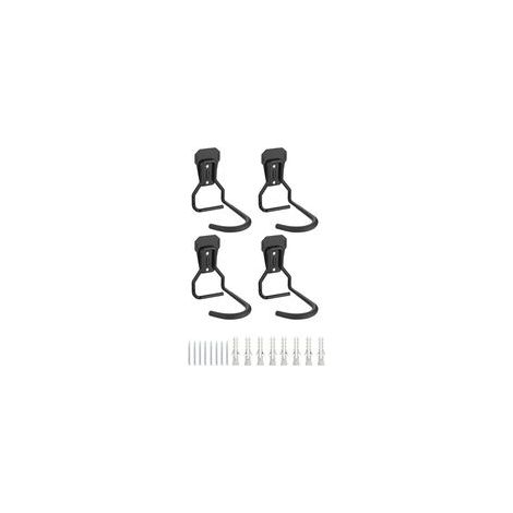 Kit de 4 crochets muraux en fer pour vélo – Supports de rangement verticaux en forme de L, robustes et compacts, idéaux pour garage, appartement ou cave – Noir (1/5)