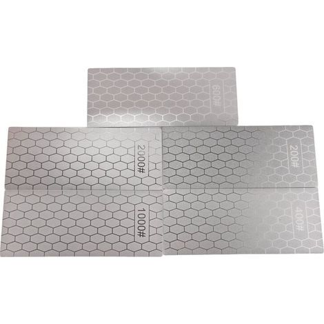Pierres à Aiguiser Diamant, 5 PièCes Plaques D'AffûTage Diamant avec Plaque de en Nid D'Abeille Grain 200/400/600/1000/2000 (1/4)