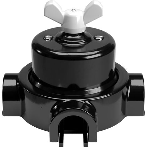 Kit interruttore/deviatore con dado a farfalla e base per Creative-Tubes in porcellana nera  Bianco - 3