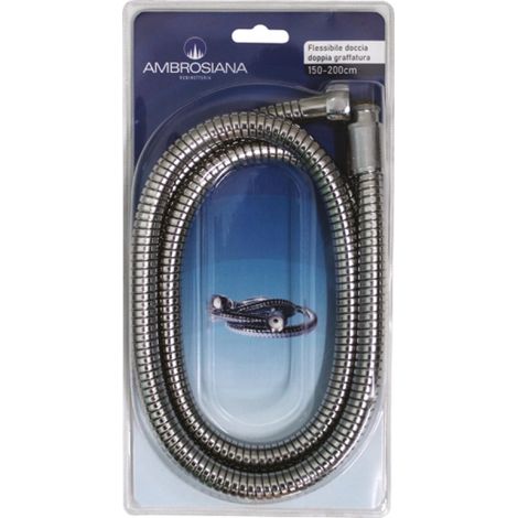 FLESSIBILE DOCCETTA ESTENSIBILE 150-200CM DOPPIA GRAFFA ATT.CONICO CROM