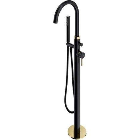 OMNIRES Y - Badewannenarmatur für Bodenmontage, mit Einbaukörper, schwarz/gold Y1233BLGL (1/2)
